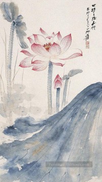 Fleurs décoratives modernes œuvres - Chang Dai chien Lotus 2 ancienne Chine encre décoration florale
